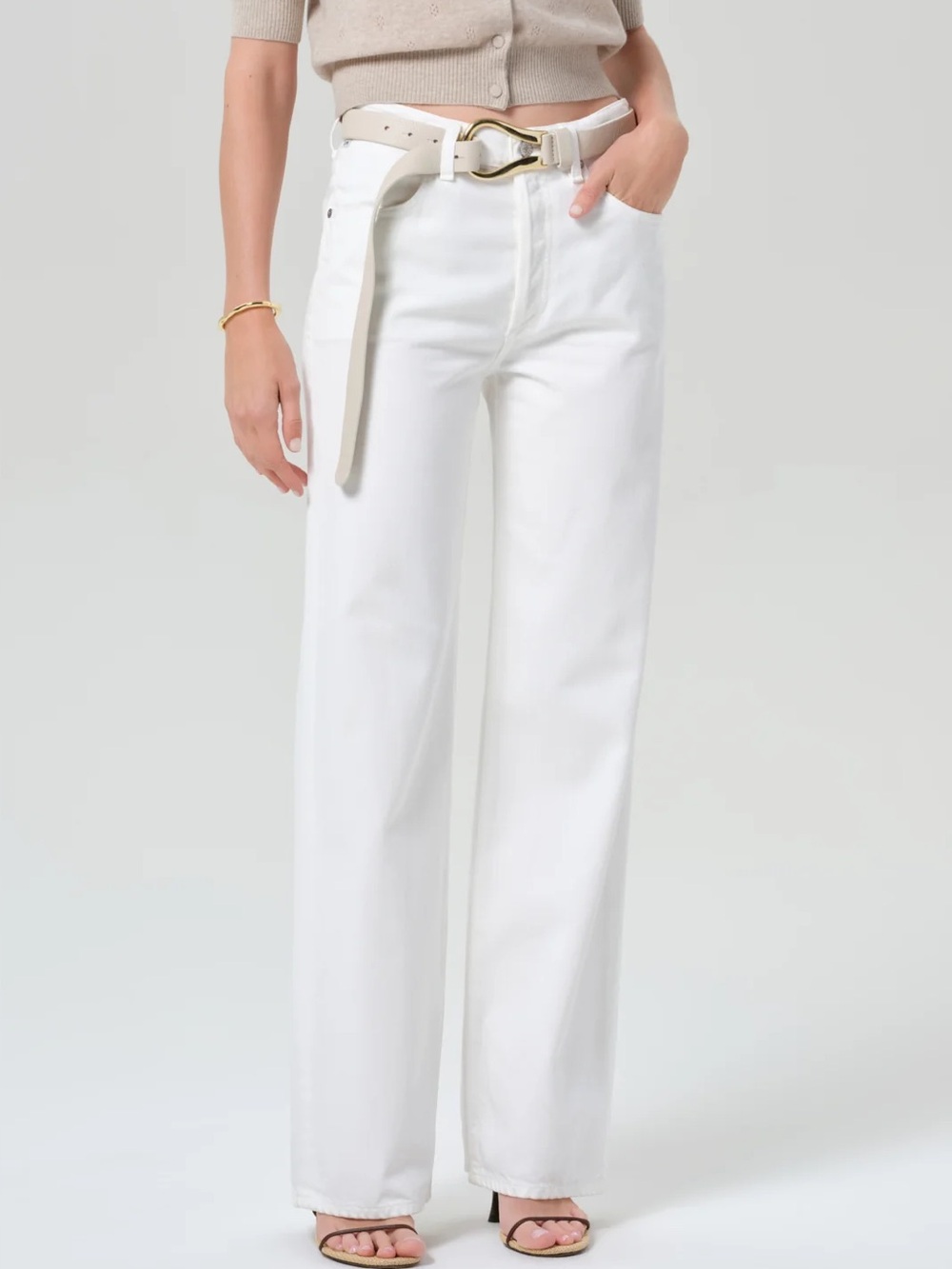 Citizens of Humanity Annina High Rise Wide Leg Jeans Soft White Size 29